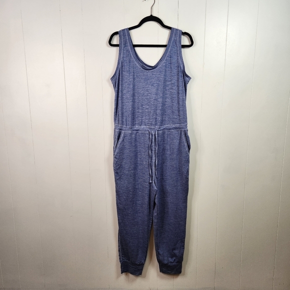 Joe Fresh Activewear Blue One Piece Sleeveless Jumpsuit Joggers Pockets Large - Picture 2 of 8